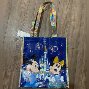Walt Disney World 50th Anniversary Reusable Tote Bag Castle Blue Holographic